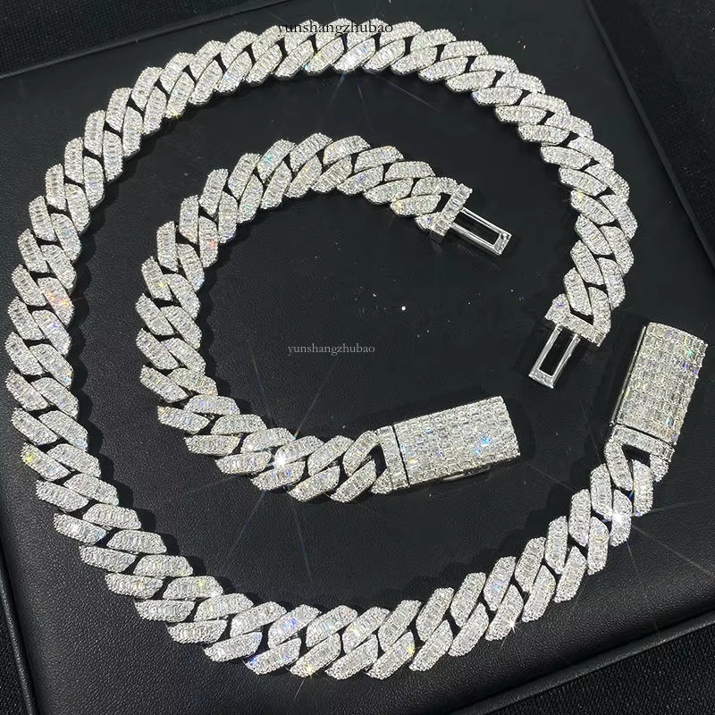 8mm/13mm Width Cuban Chain S Sier Choker Moissanite Tennis Necklace for Men Free shipping