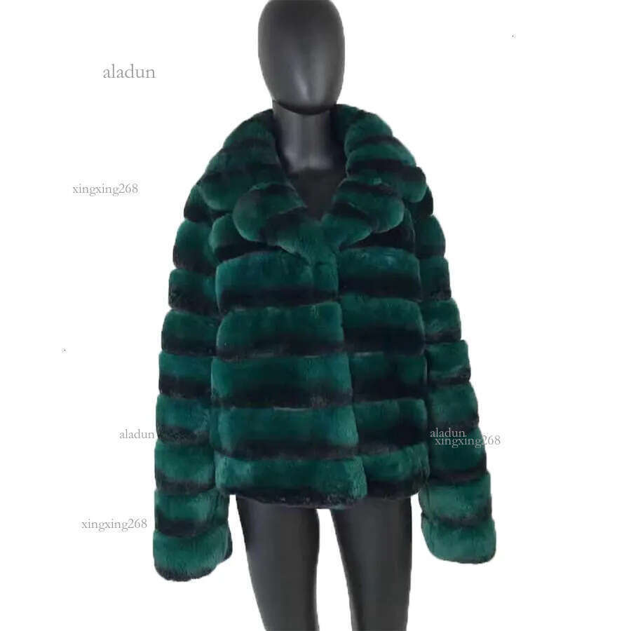 New Fashion Rex Rabbit Fur Coat Full Sleeves Chinchilla Color High Quality 100% Genuine Rex Rabbit Fur 201212