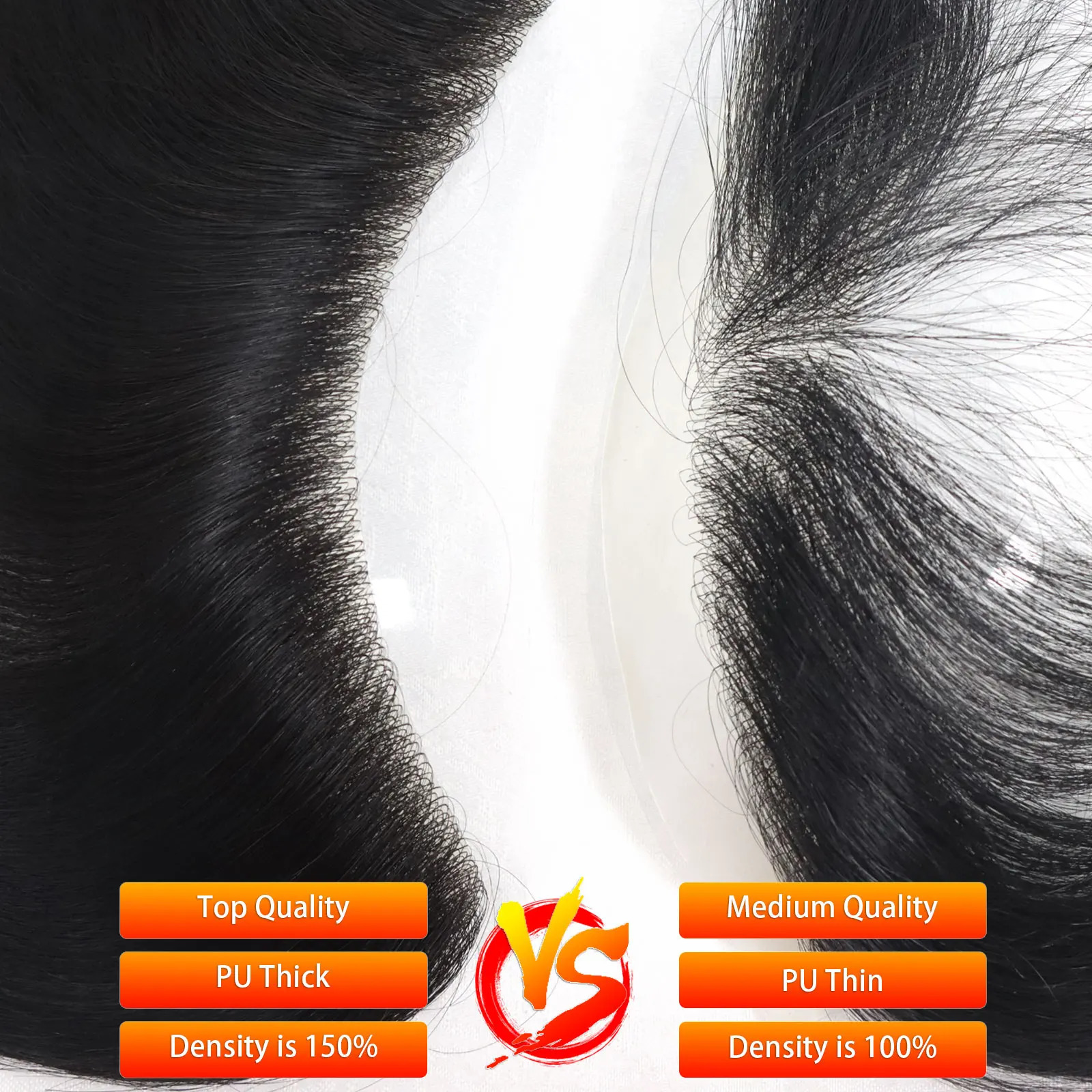 Black Color Straight Hair V Style Frontal Hairline For Men High Density 100% Human Remy Hair PU Skin Mens Capillary Prosthesis 241115