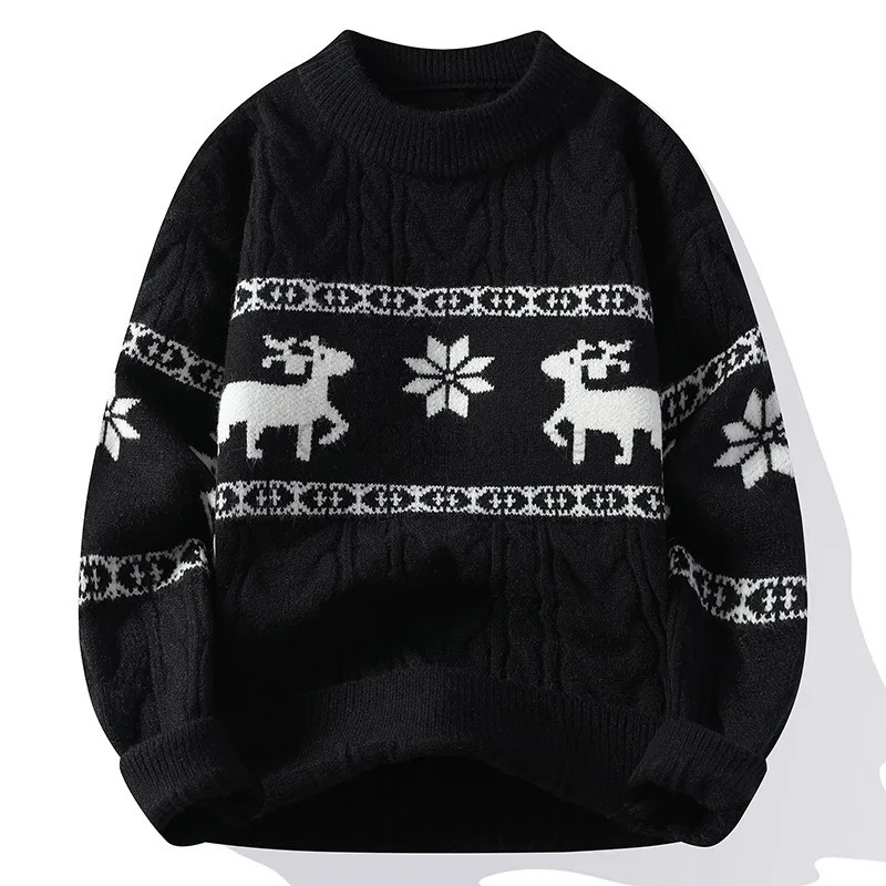 Family Christmas Sweater Reindr Pattern Long Slve Crew Neck Xmas Holiday Pullover Knitwear Korean Sweater Man Jumper Pullove S2511107OY8