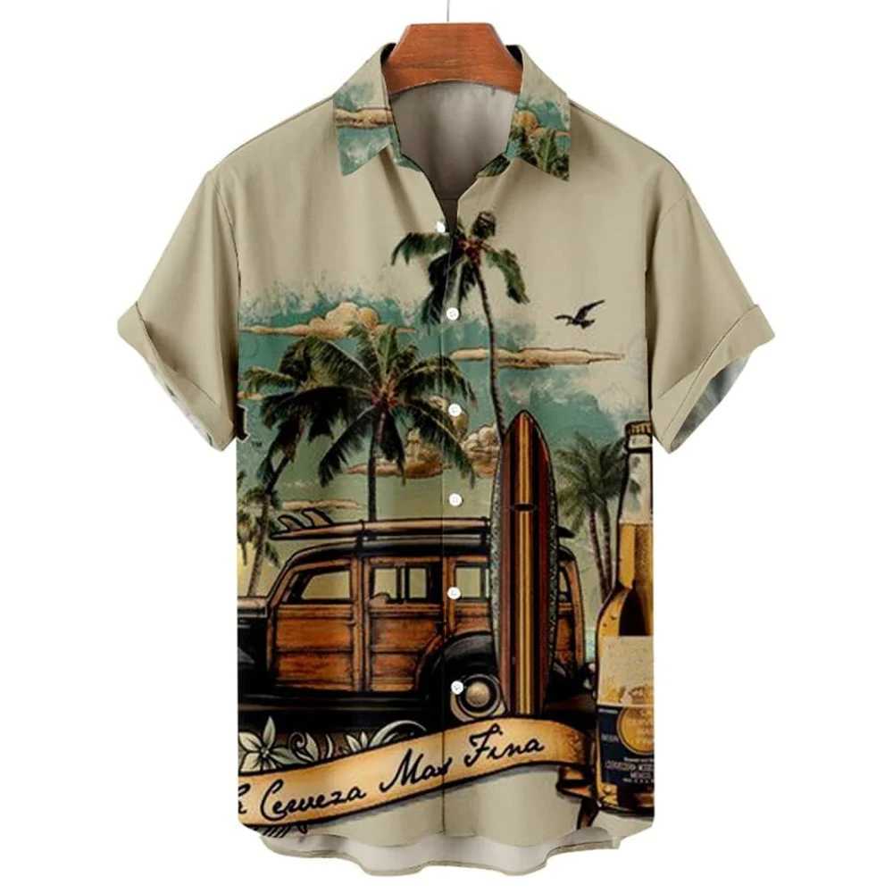 Men's Casual Shirts Summer Shirt Hawaiian For Men Beach Vacation Short Sleeve Tops Mens Blouse Fashion Camisas De Hombre Clothing XL 240416