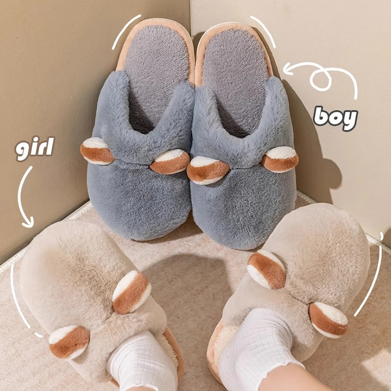 2024 Cotton Slippers for Womens Autumn and Winter Home Furnishings Thick Bottom Warm Plush Mens Shoes for Home Use 241115