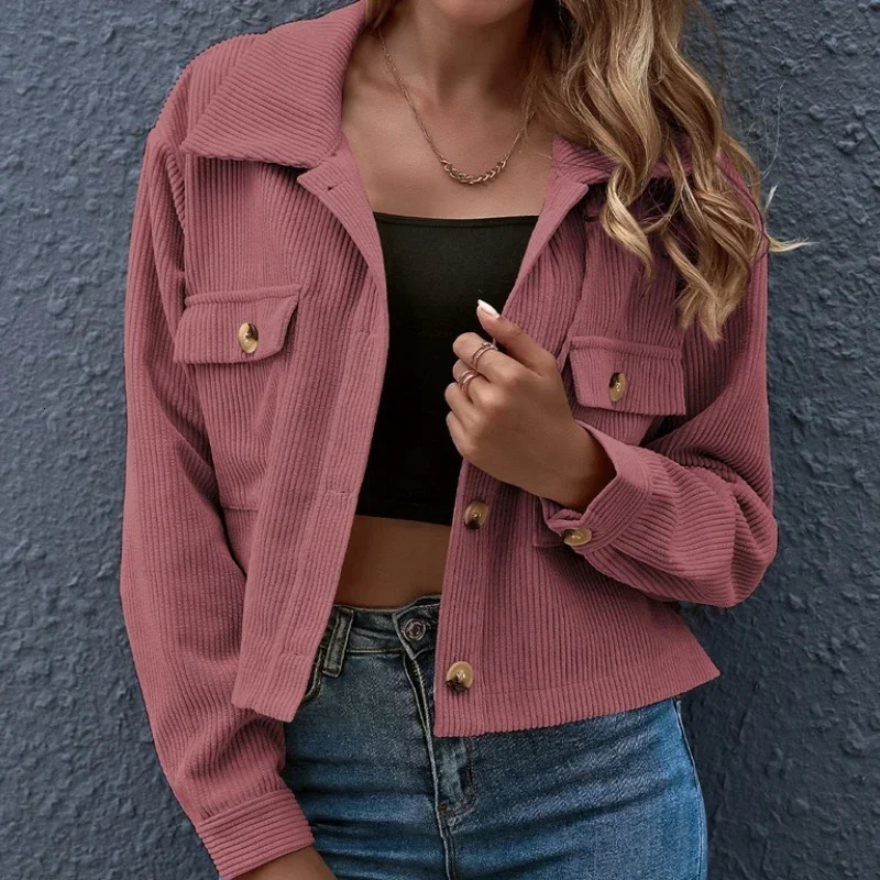 Stylish Solid Color Button Front Long Sleeve Jacket Sof Spring and Fall Women Casual Wear for Everyday Occasions 241108