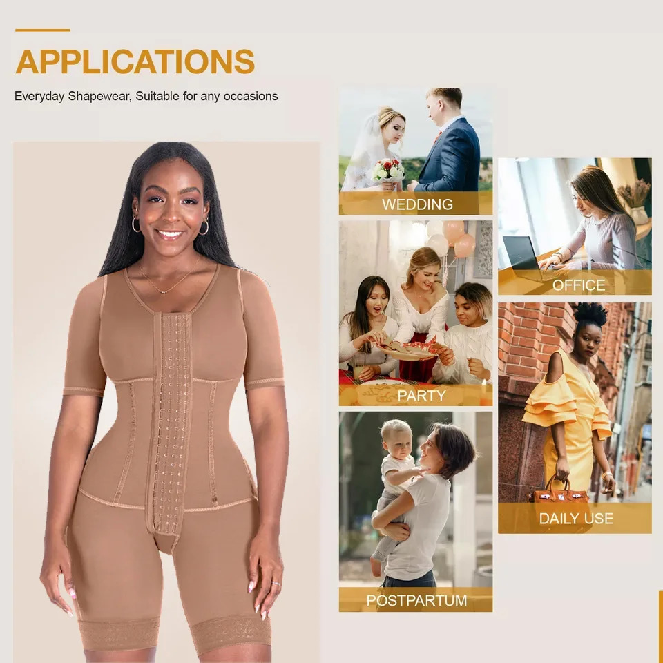 Full Body Colombian Girdles Shaper Women Tummy Control Butt Lifter Postpartum Shapewear Arm Slimmer Waist Reducing Underwear 241115