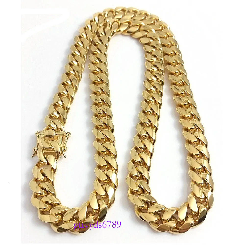 Gold Miami Cuban k Chain Necklace Men Hip Hop Solid Stainless Steel Jewelry Necklaces