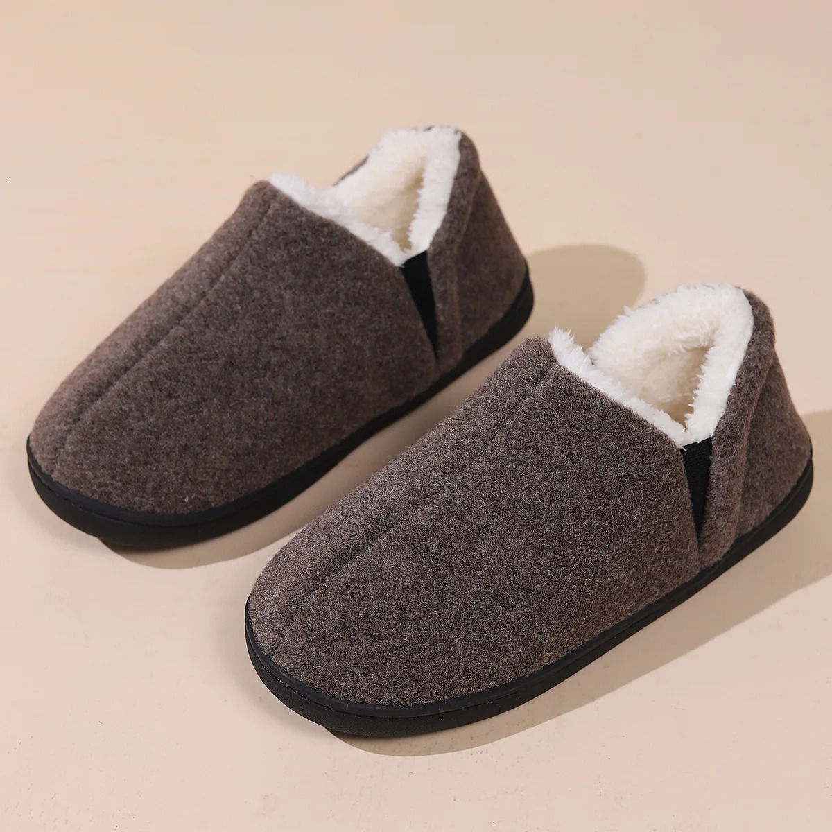 Crestar Winter Plush Slippers For Men Outdoor Antiskid Warm Cotton Slippers Indoor Fur Fluffy Flat Home Shoes Casual Furry Shoes 241115