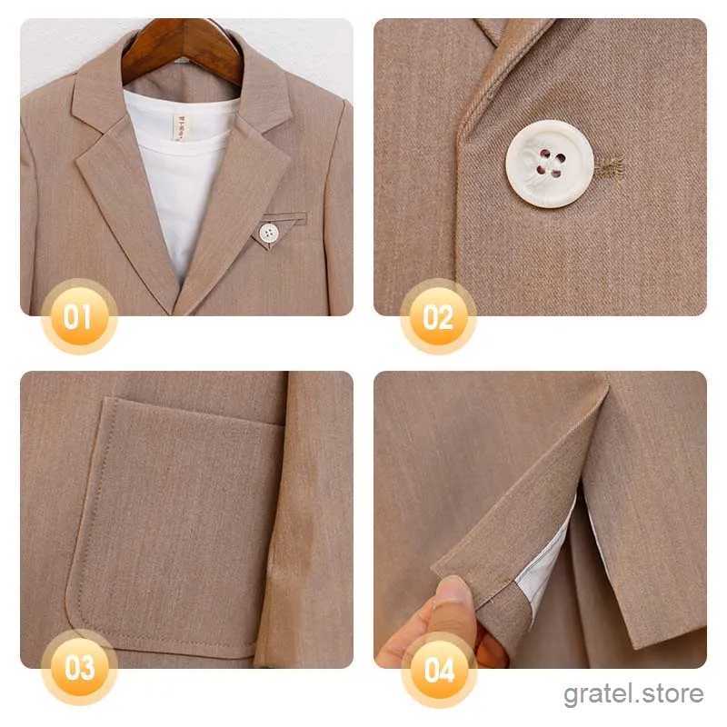 Suits Boys Graduation Ceremony Photograph Suit Children Jacket Pants Necklace 3PS Piano Party Dress Children Host Performance Costume