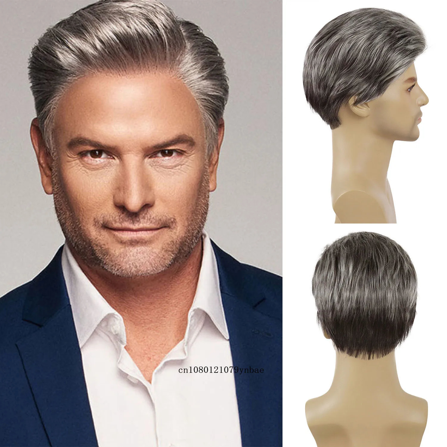Short Wigs for Older Men Synthetic Grey Color Wig Toupees Natural Curly Wigs Daily Use Male Cosplay Costume Wig Hair Replacement 241115