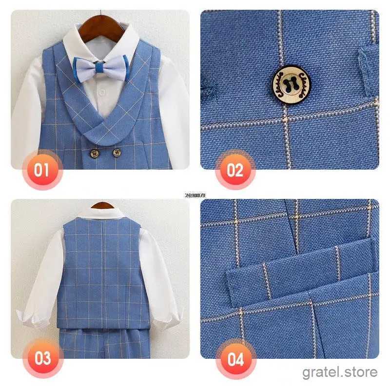 Suits Baby Boys Summer Wedding Dress Children Birhtday Photograph Suit Kids Fromal Blazer Set School Child Performance Party Costume