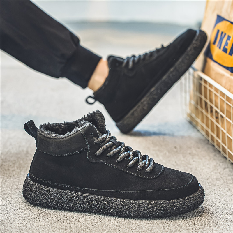 Hot Sale Winter High Top Man Fashion Brown Ankle Boots Cotton Shoes Warm Plush Suede Casual Sneakers Men Botas Hombre