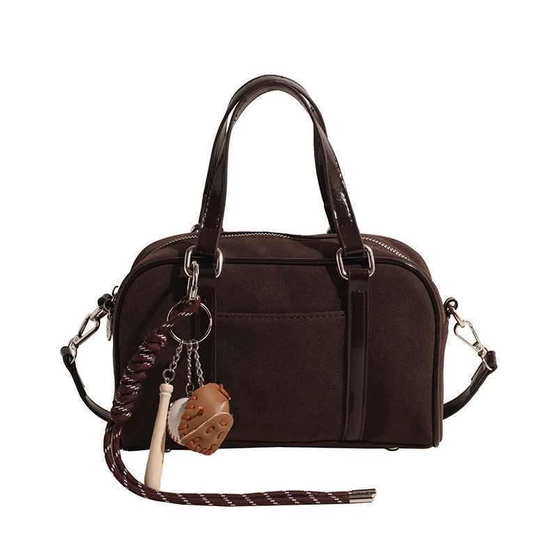 Women Suede Boston Bag Adjustable Strap Shoulder Bag With Interior Pocket Crossbody Purse Zipper Clutch Purse for Work Travel Y250607