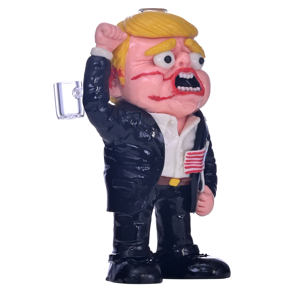 7.9in,Colored Polymer Clay Glass Pipe,Handmade Kneading 3D Cute Trump Bong,US Presidential Election,Borosilicate Glass Hookah,Glass Water Pipe,Smoking