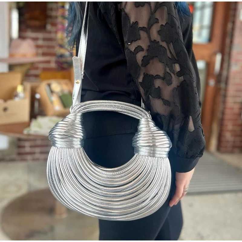 Gold Handbags: Hobo Evening Clutch hot Purse, Handwoven Noodle Bag for Women