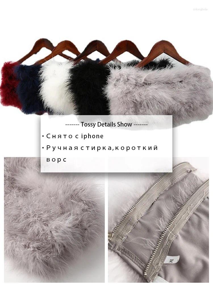 Womens Tanks 2024 Fur Feather Strapless Tube Tops For Women Party Fashion Bustier Cute Top Y2k Club Sexy Mini Fluffy Corset