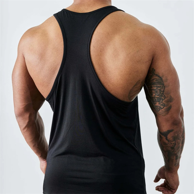 Summer Mens Sports Fitness Tank Top Jogger Gym Running Training clothing Sleeveless T-Shirt Quick Breathable Elastic Vest 240402