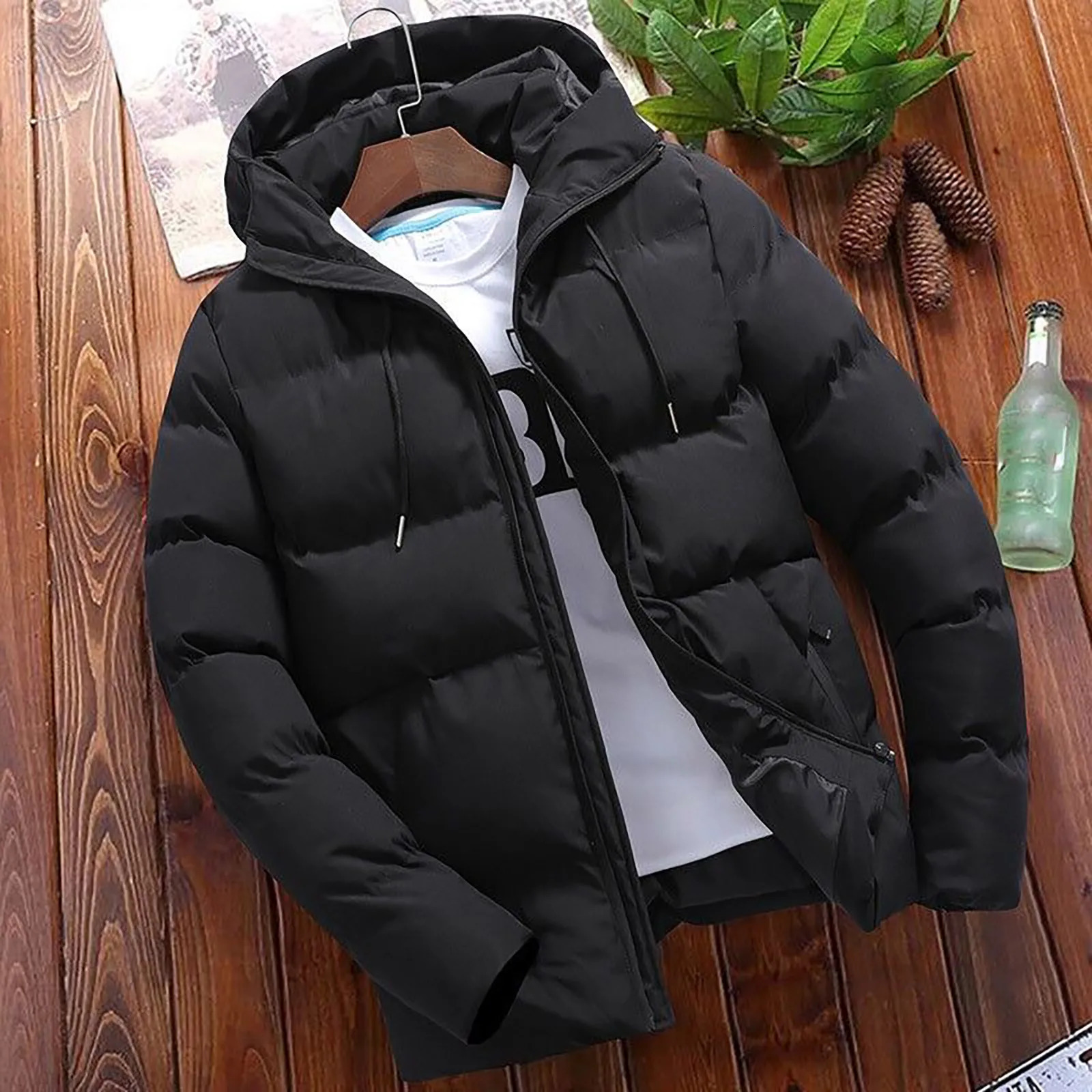 Fashion Cotton Coat Jacket Men Winter Casual Jackets Warm Hooded Thick Puffer 2024 Male Simple Business Outwear 241115