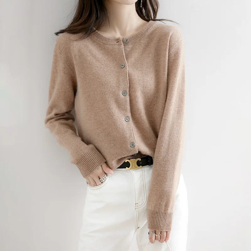 Women Cardigans Sweater 2023 Casual Warm Autumn Winter Oneck Long Sleeve Single Breasted Slim Fashion Korean Knitwears Tops 241108