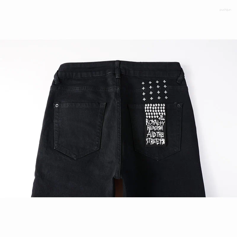2025 S Fashion Designer Men S Jeans Arrivals Distressed Black American Fashion Style High Streetwear Stretch Skinny Ripped Holes