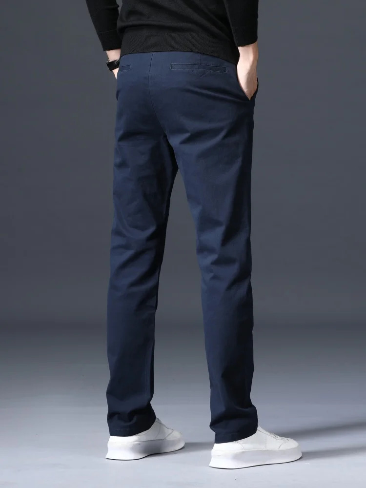Summer thin loose casual pants solid color mens elastic straight leg fashion comfortable men 241115