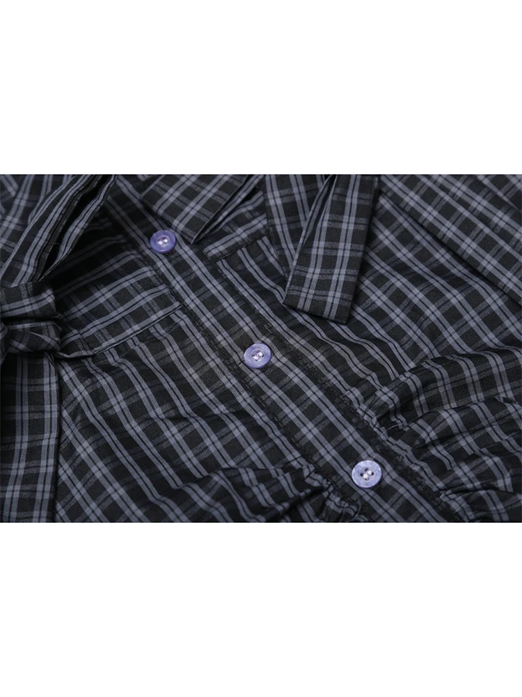 Womens plain weave shirt and shirt Y2k retro 90s aesthetic Harajuku 2000s elegant long sleeved bow top for summer 241115