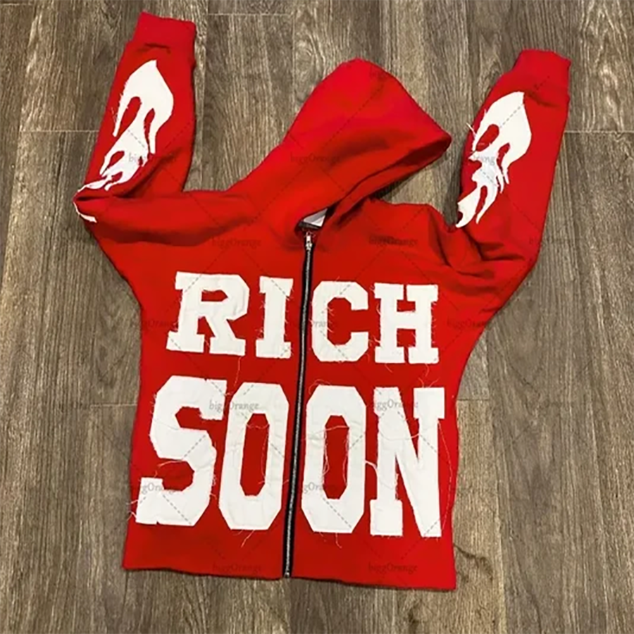 Men's Hoodies European And American Letter Embroidery Oversized Hoodie Women Y2K High Street Couple Coat Retro Loose Zipper Sweatshirt Men