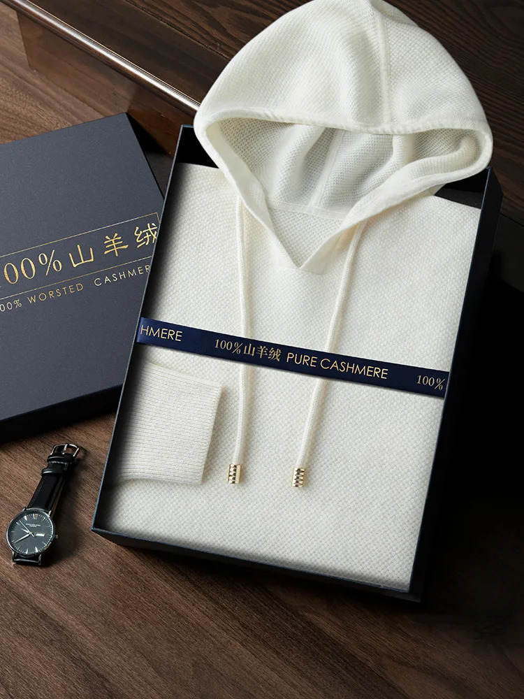 Choose a 100 cashmere sweater mens hooded sweatshirt with floral n for autumn soft and comfortable knitted highquality top 241115