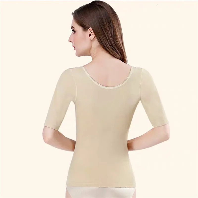 Seamless Short-sleeve Shapewear Waist Abdomen Control Corset Tops Body Shaper Undershirt for Women Shapers Tops Blouse 241115
