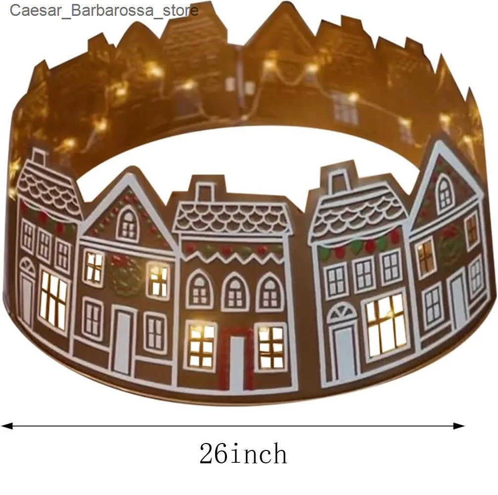 Christmas Decorations Christmas tree collar basket non-woven fabric house design decorated with light tree rings powered by 26/28 inch batteries J2411