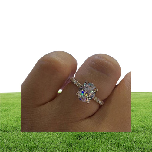 sparkling 925 sterling silver Ring in14K gold filled white blue sapphire diamond engagement bridal wedding band rings jewelry