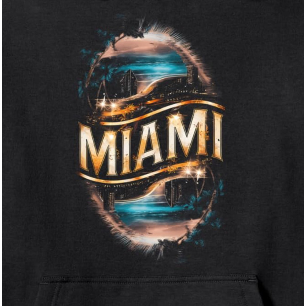 Hoodie for Mens Womens Miami Beach Florida Souvenir Sunset Trees Vacation FL Pullover Hoodie Graphic Hoodies sweatshirt