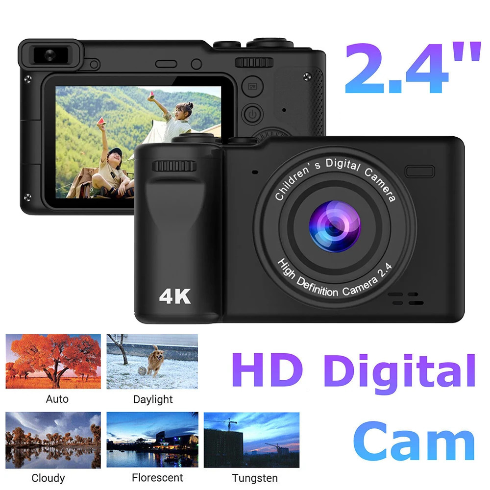 HD 1080P 24 inch digital Camera Rechargeable Cameras with 8x Zoom Compact Camera 50MP Cameras for kids Beginner Camera 241113