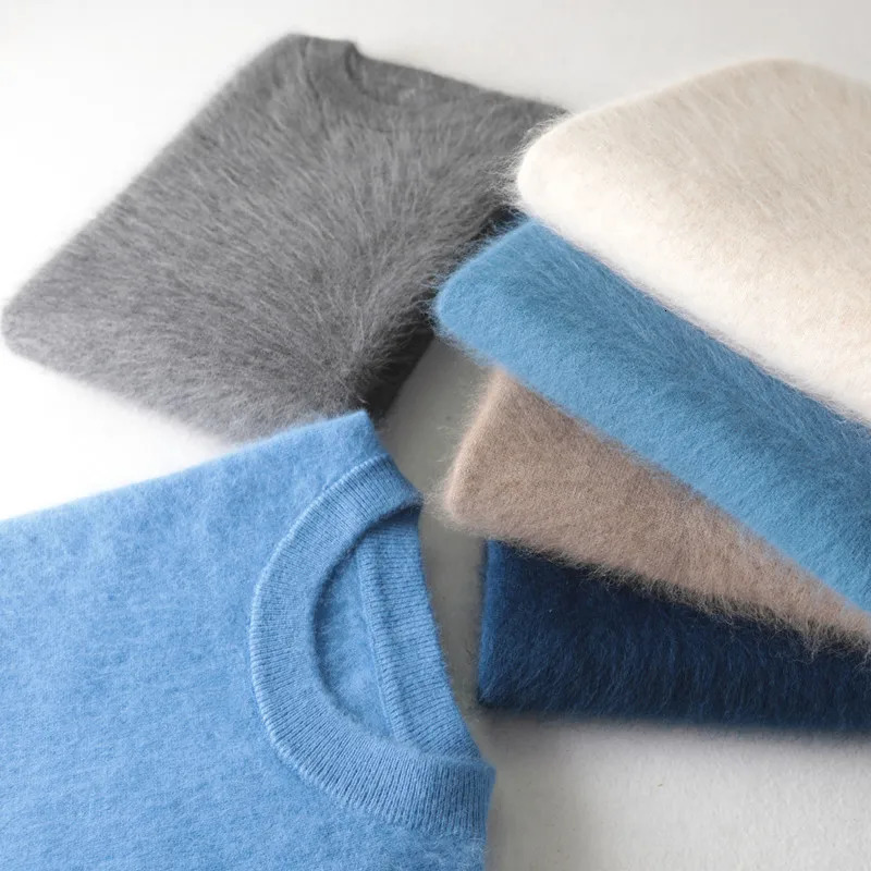 ZOCEPT highquality winter mens thick sweater luxurious and fashionable mink cashmere fleece Oneck warm clothing knitted jumper 241115