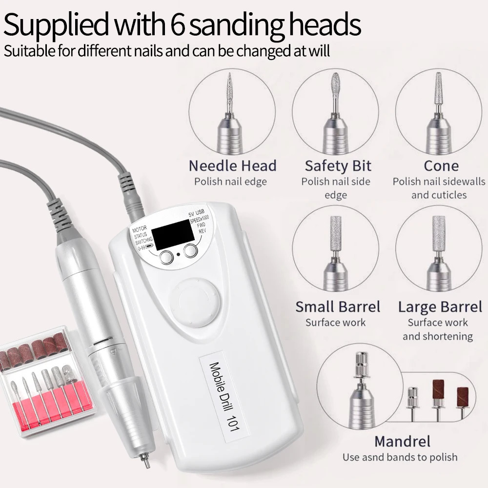 Nail Drill 35000rpm Professional Lathe Machine Milling Cutters for Manicure Electric Sander File Gel Nails Drills Motor Polishe 241115