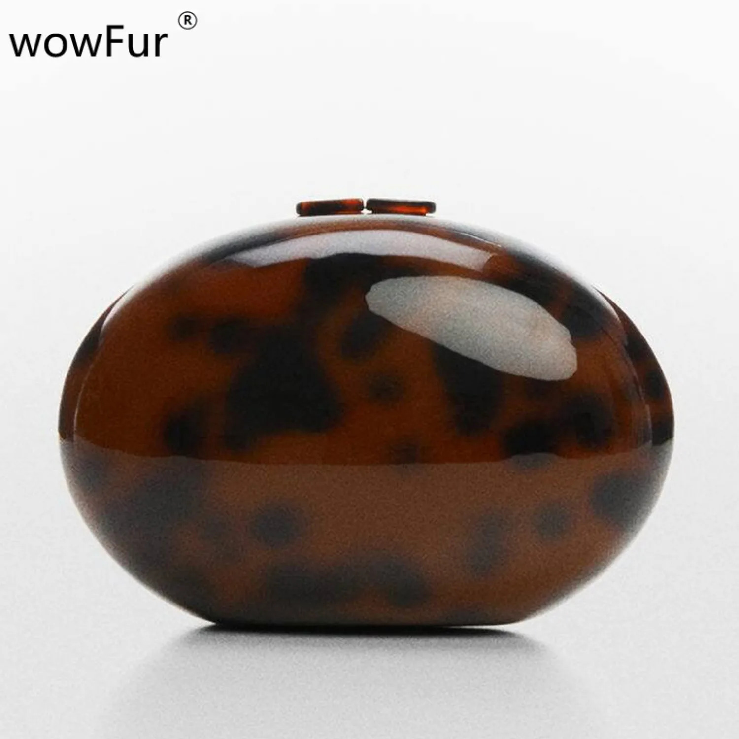 Oval shell womens leopard big gold shiny white acrylic evening bag clutch wedding party bride wallet womens handbag 241115