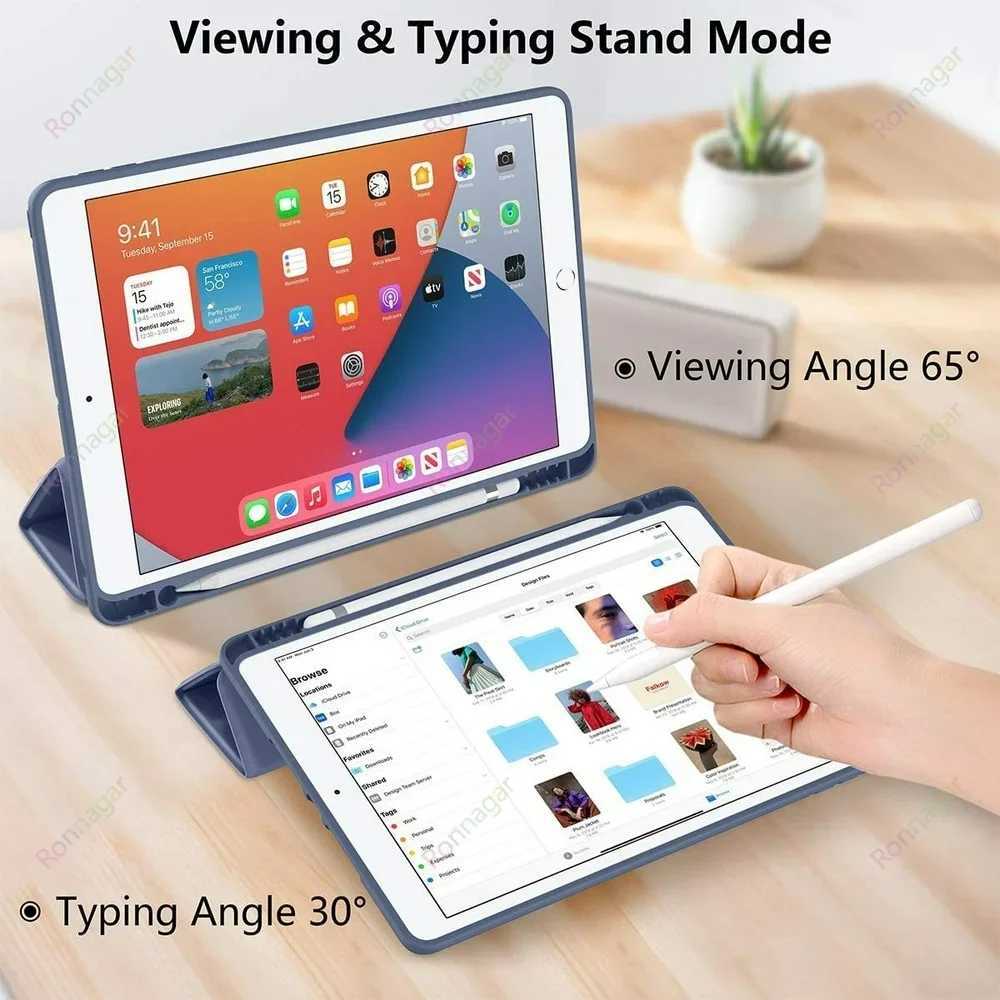 New Arrival Suitable for iPad Air 4 Air 5th Generation Case 10.9 2024 Air11 M2 iPad Pro11 M4 iPad 10.2 7 8 9 10 Pro10.5 9.7 Mini6 5 4 Pencil Holder T2