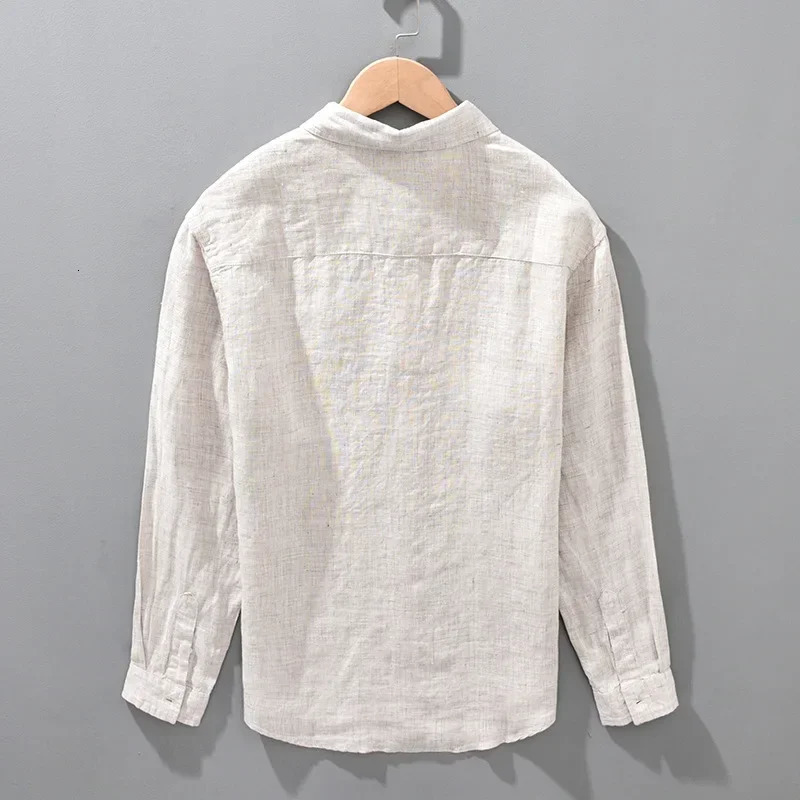 Linen shirt mens monsoon long sleeved Korean linen breathable shirt oversized loose fit mens clothing 241112