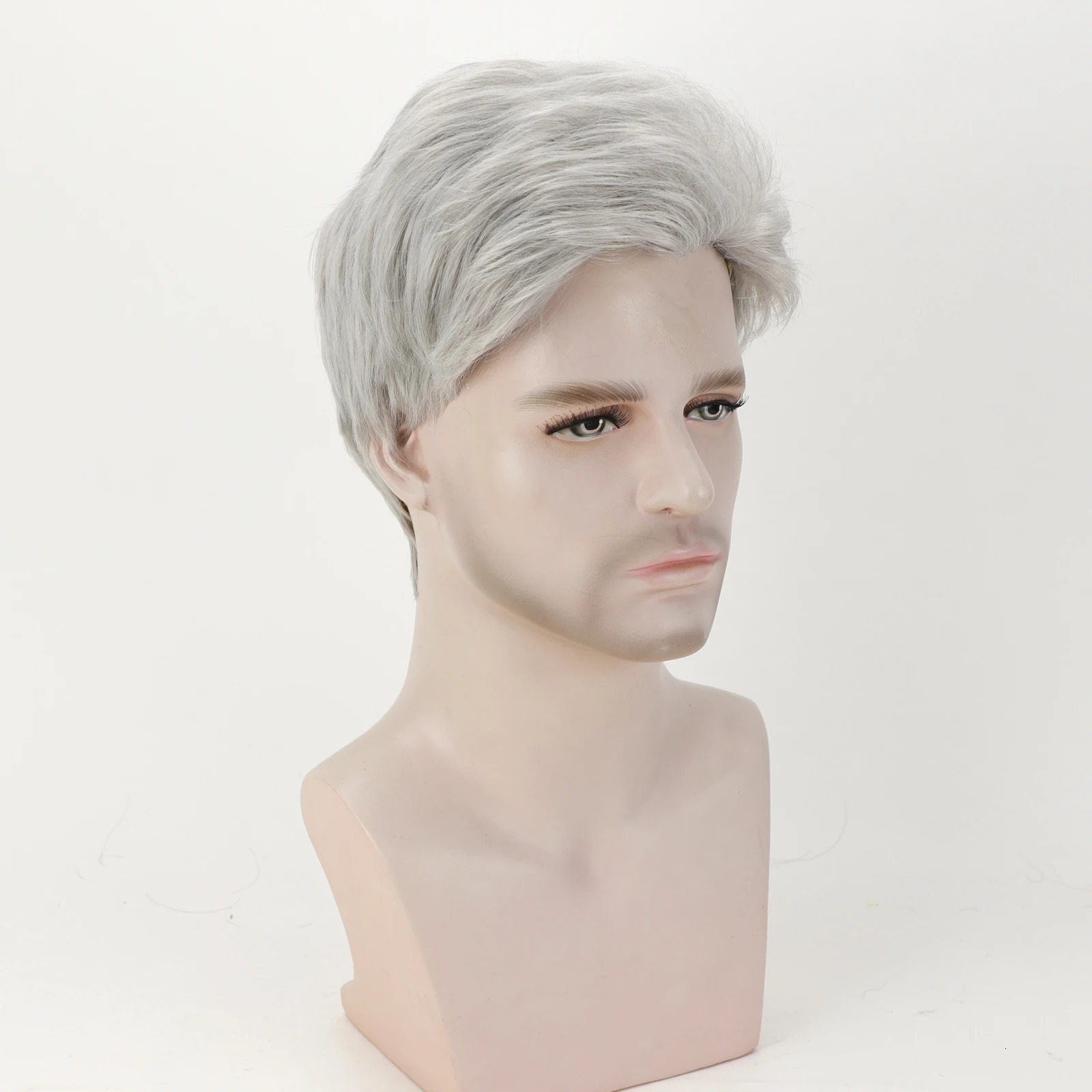 Grandpa Hair Handsome Mens Fashion Short Wig Husband Gift Short Grey Wigs Heat Resistant Synthetic Wigs for Daddy 241115