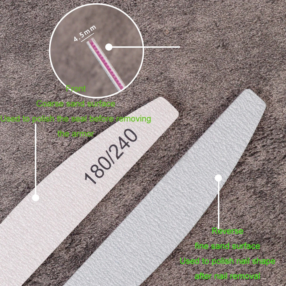 50Pcs Semilune Curved Buffer Block Nail File 100/180 180/240 Grit Sandpaper Durable File Nails Tool For UV Gel Polisher File 241115