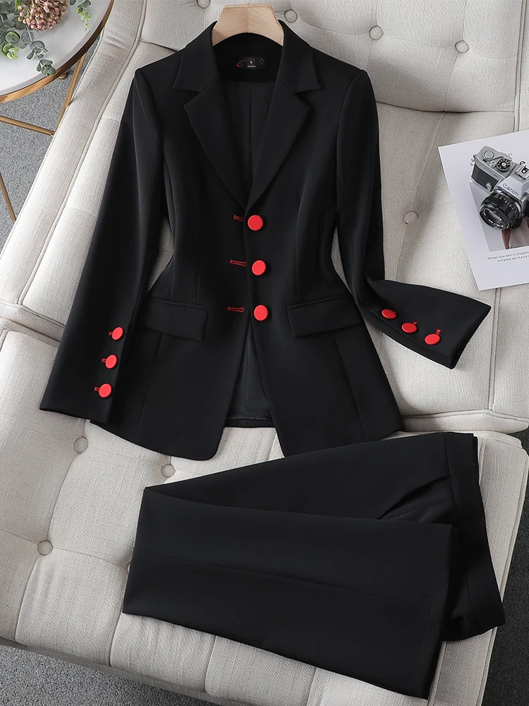 Fashionable womens jacket set solid color single corset and high waisted sparkling pants twopiece for office ladies to wear officially 241115
