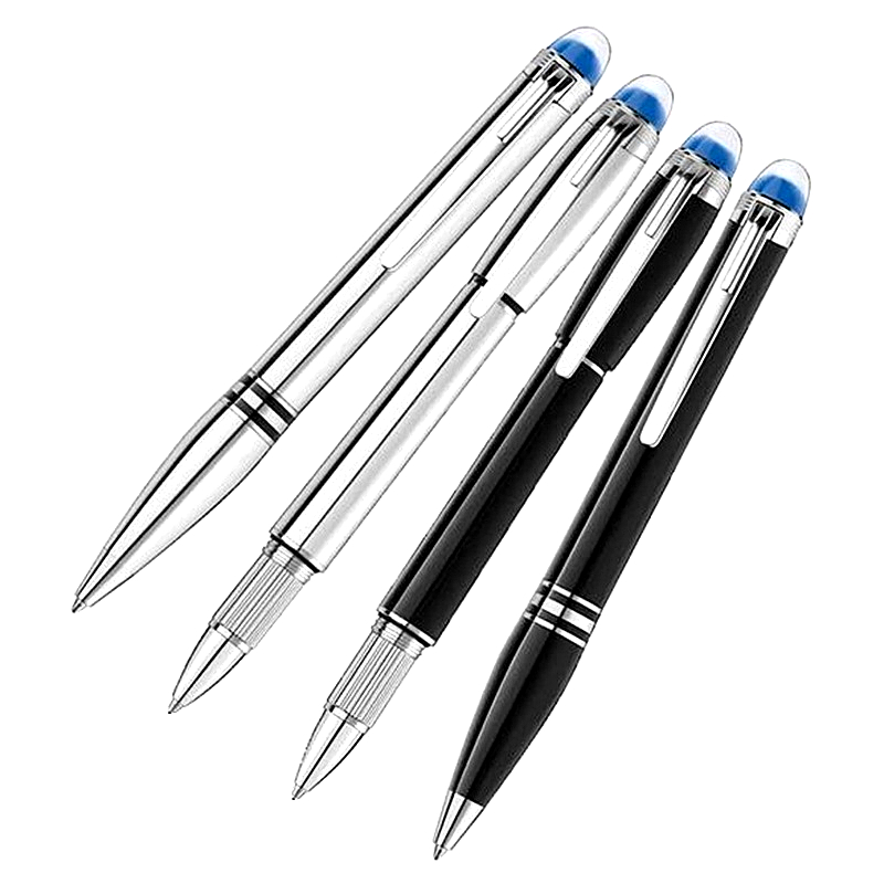 Luxury Monte Blue Crystal Star Rollerball Pen Ballpoint Pen Stationery Office School Supplies Writing Smooth Ink Fountain Pens With Serial Number