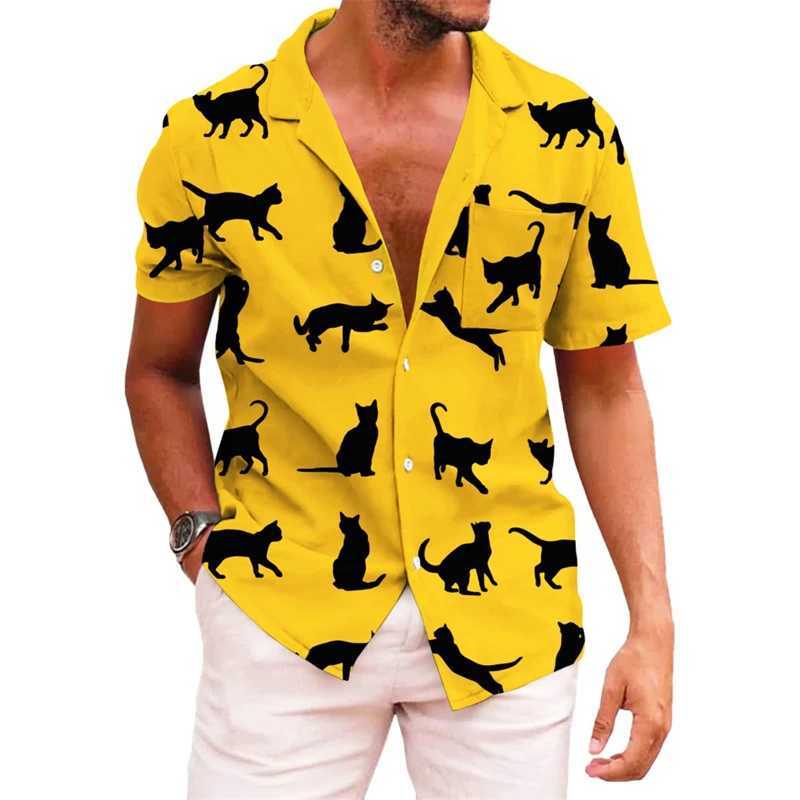 Men's Casual Shirts Mens shirt pattern printed lapel summer striped short-sleeved Hawaiian daily vacation breathable casual and comfortable H2542