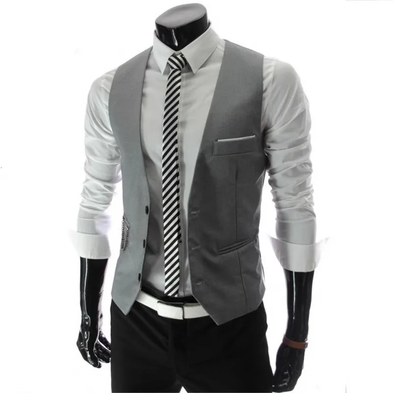 2023 Arrival Dress Vests For Men Slim Fit Mens Suit Vest Male Waistcoat Gilet Homme Casual Sleeveless Formal Business Jacket 241115