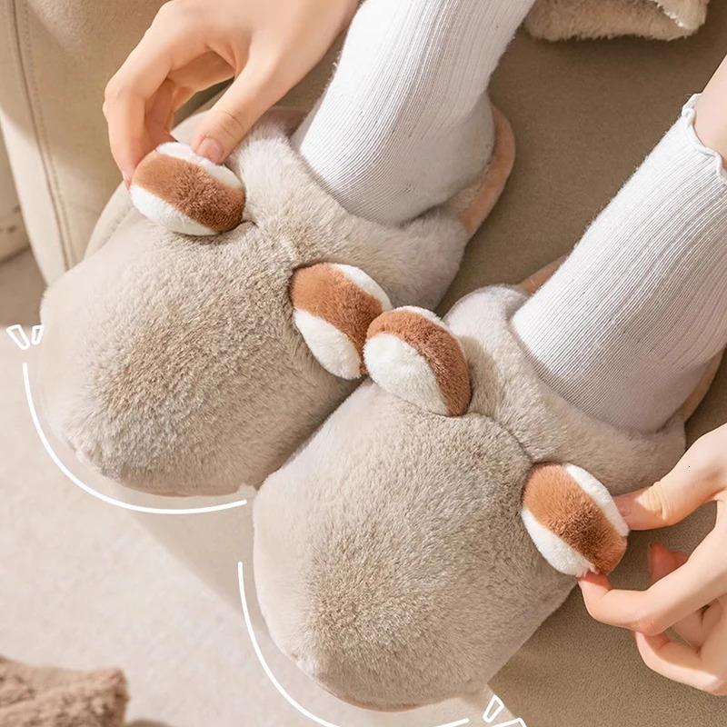 2024 Cotton Slippers for Womens Autumn and Winter Home Furnishings Thick Bottom Warm Plush Mens Shoes for Home Use 241115