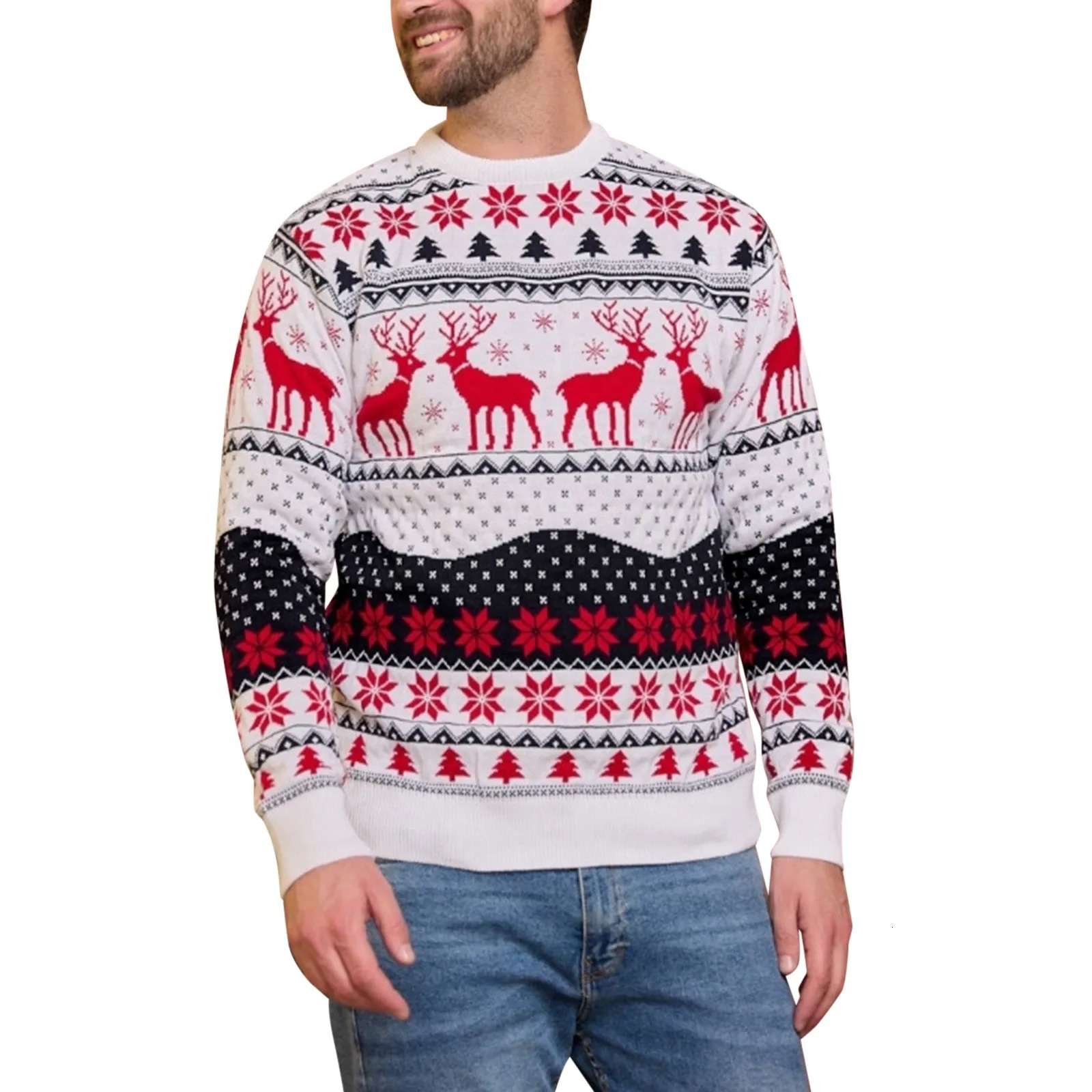 Men Winter Sweater 2024 Women Boys Girls Full Slve Warm Thicken Jumper Casual Loose Knitwear Christmas Print Family Pullover S251110