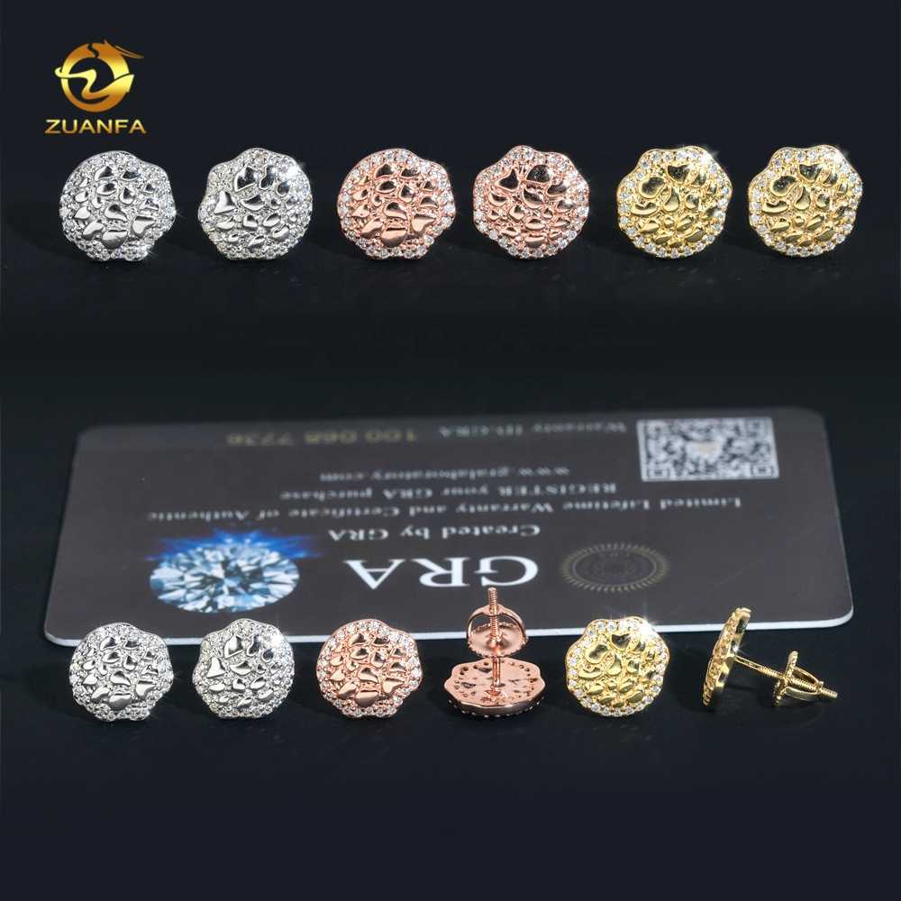 New Arrivals Hip Hop Gold Plated GRA Certificate Net Sterg Sier Men Moissanite Earrings