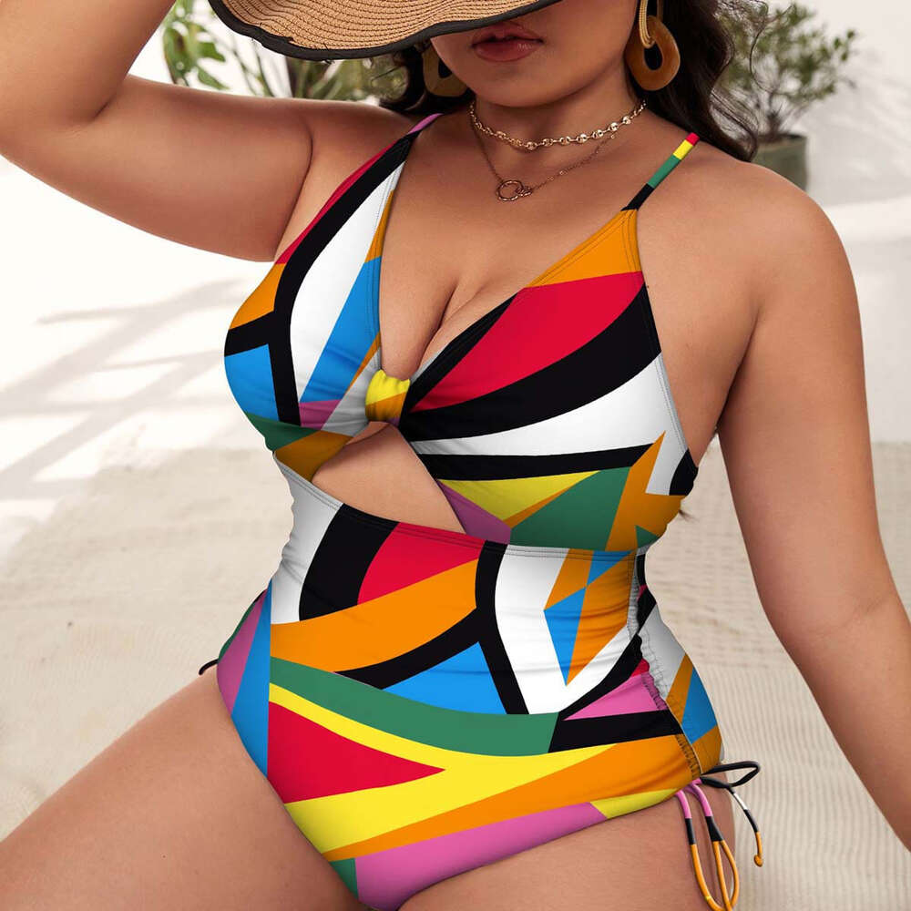 2024 Adult Large New Women's Printed One Piece Sexy Strap Swimsuit F41632
