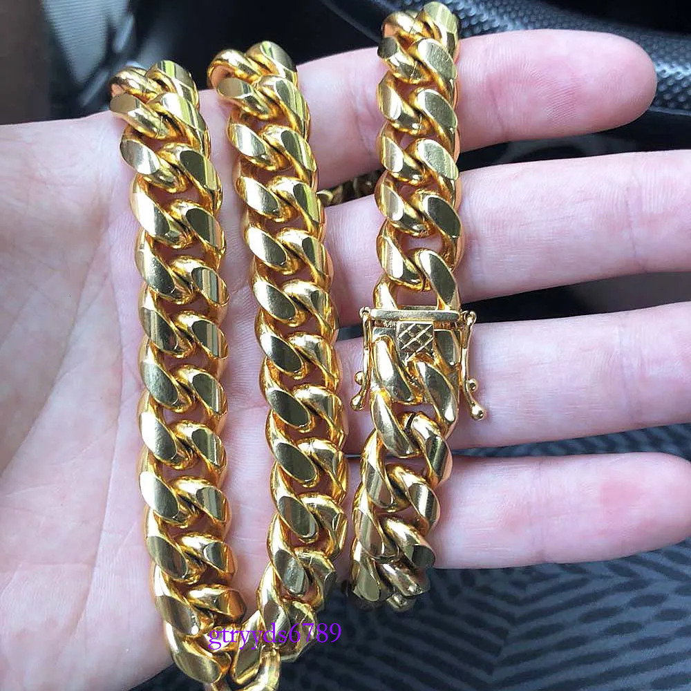 Gold Miami Cuban k Chain Necklace Men Hip Hop Solid Stainless Steel Jewelry Necklaces