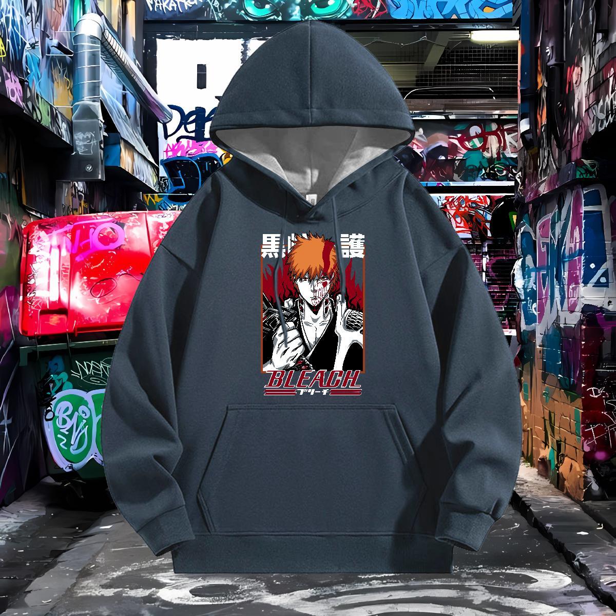 Casual New Unisex Sweatshirts Drawstring Long Sleeve Classic Hoodie Pullover DIY Tops Hoodie Anime Printing Street Cotton 350g