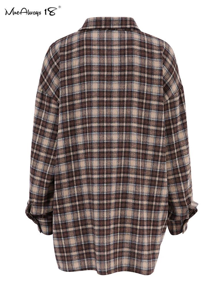 Mnealways18 Retro Plain Shirt Womens Loose Gingham Womens Shirt Spring Button Top Coat Extra Large Long Sleeve Womens Shirt 241115