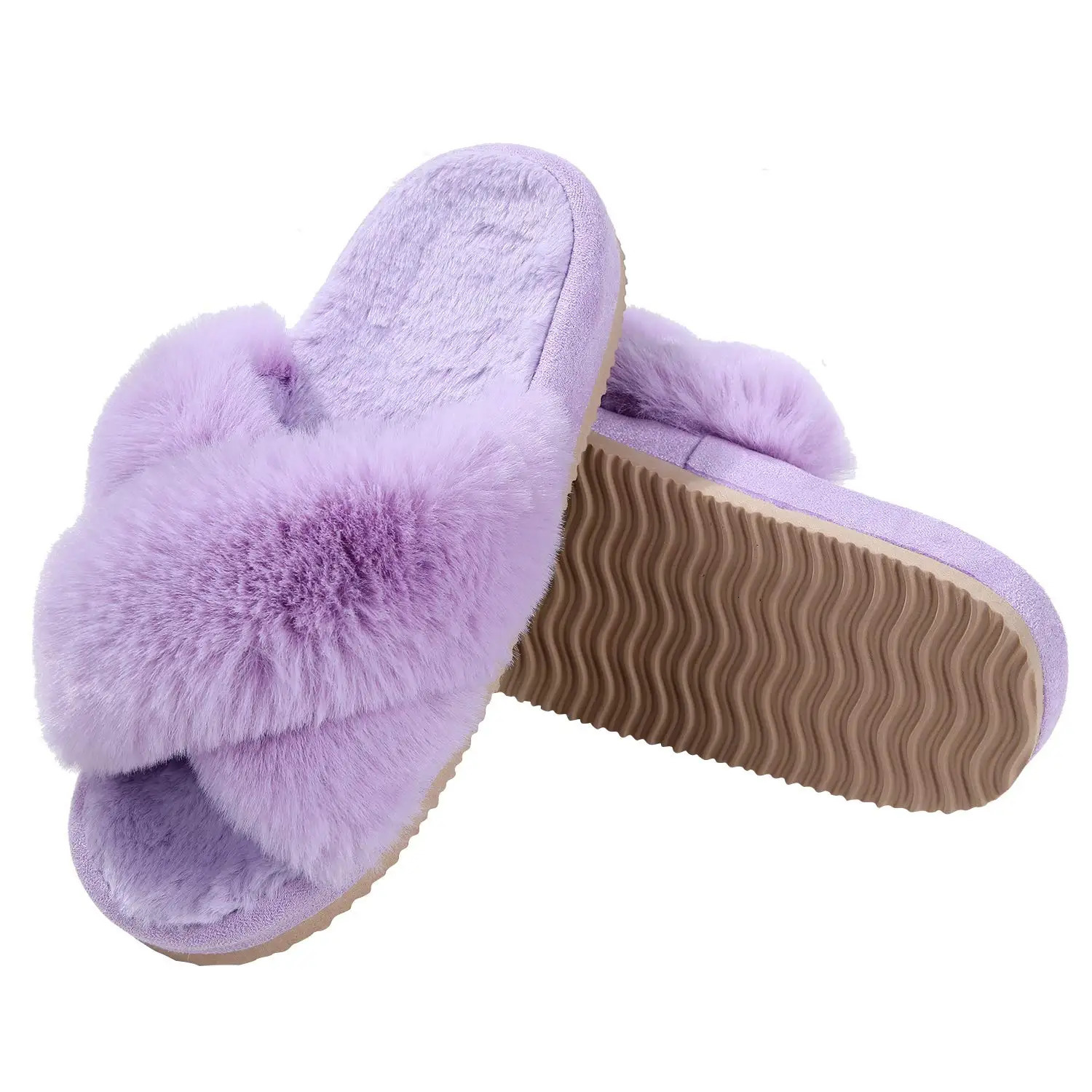 Pallene Open Toe Warm Slippers For Women Fluffy Fuzzy Soft Comfort Slides Fashion Cute Female Bedroom Slippers Indoor House Shoe 241115